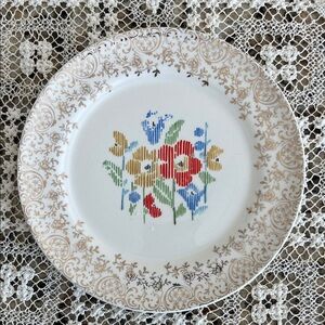 Vintage Floral Dessert Plate